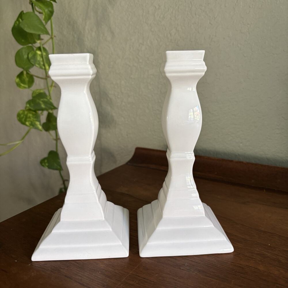 Set Of 2 Mikasa French Countryside White Candlestick 7 1/4"